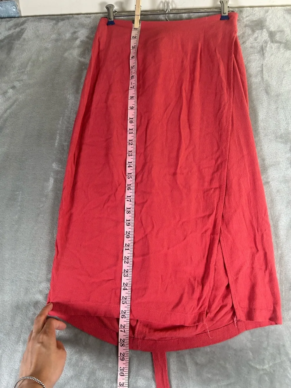Reformation coral red Midi tie Skirt with Side Slit - Picture 7 of 7